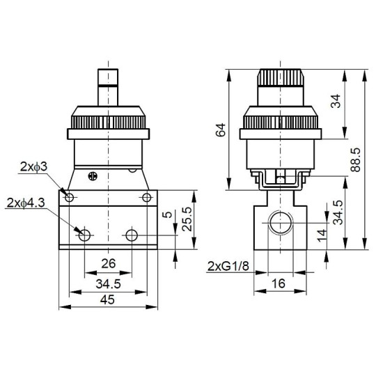 Zawór ręczny typu przełącznik 3/2 G1/8" PNEUMATICO JLW310SL Zawór ręczny typu przełącznik 3/2 G1/8" PNEUMATICO JLW310SL