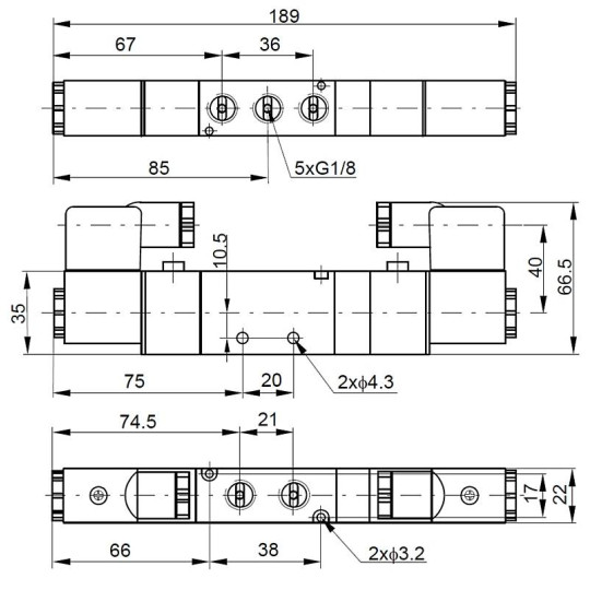 Elektrozawór PNEUMATICO 5/3 G1/8" 12V DC JLE2303-12VDC Elektrozawór PNEUMATICO 5/3 G1/8" 12V DC JLE2303-12VDC