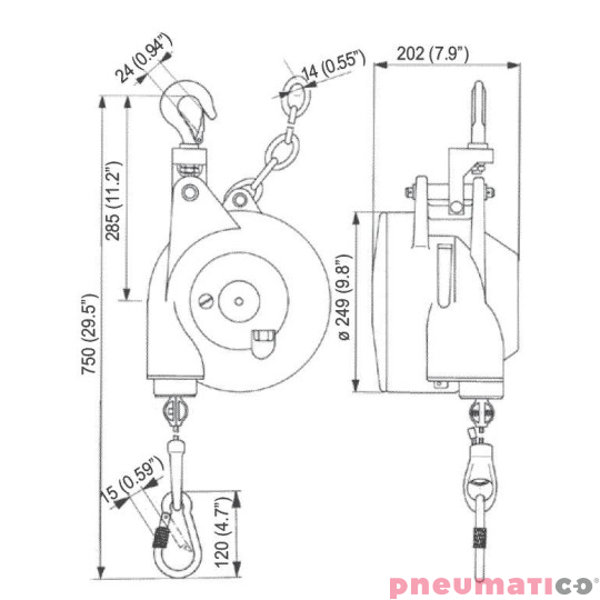 Balanser 75DFL Desoutter 60-75 kg 2000mm 6158050250 Balanser 75DFL Desoutter 60-75 kg 2000mm 6158050250