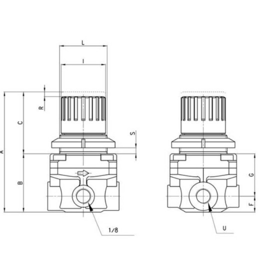 REDUKTOR SERII M G1/8 ZAKRES REGULACJI 0,5-10 BAR Z ODPOWIETRZENIEM CAMOZZI M008-R00