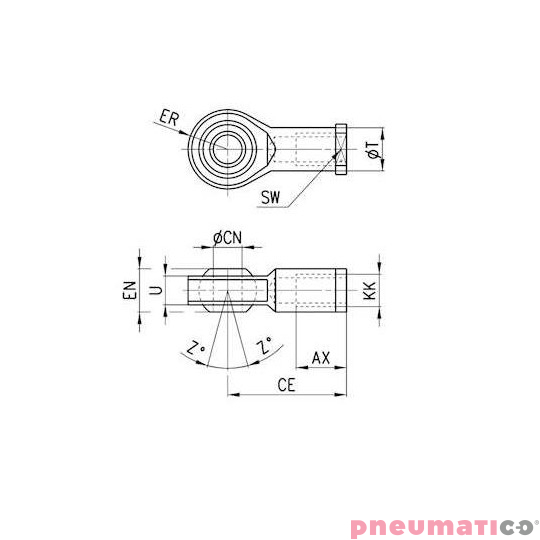 KOŃCÓWKA KULISTA TŁOCZYSKA M20X1,5 STAL OCYNKOWANA CAMOZZI GA-80-100
