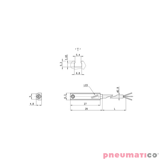 Czujnik kontaktronowy CST 2-żyłowy 10-110 AC/DC 2M CAMOZZI CST-220