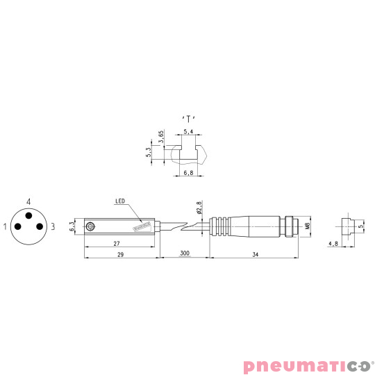 CZUJNIK KONTAKTRONOWY CST 3-ŻYŁOWY Z WTYCZKĄ M8 5-30 AC/DC PNP 0,3M CAMOZZI CST-262 CZUJNIK KONTAKTRONOWY CST 3-ŻYŁOWY Z WTYCZKĄ M8 5-30 AC/DC PNP 0,3M CAMOZZI CST-262