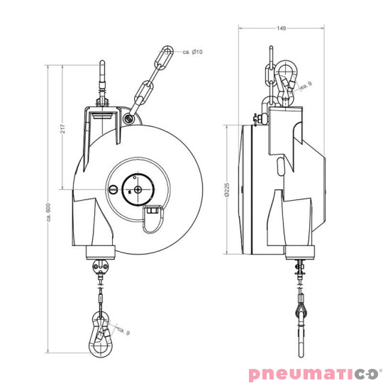 Balanser linkowy Carl Stahl Kromer 45.0-60.0kg 2000mm 7241080134 Balanser linkowy Carl Stahl Kromer 45.0-60.0kg 2000mm 7241080134