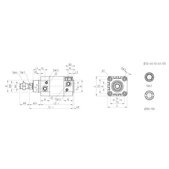 SIŁOWNIK ISO 15552 SERII 40 O160 PODWÓJNEGO DZIAŁANIA CAMOZZI 40M2L160A0050 SIŁOWNIK ISO 15552 SERII 40 O160 PODWÓJNEGO DZIAŁANIA CAMOZZI 40M2L160A0050