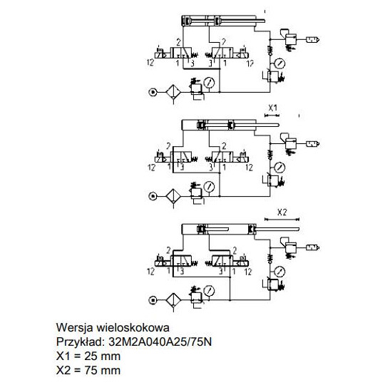 Siłownik ISO 21287 serii 32 O100 podwójnego działania CAMOZZI 32F2A100A050