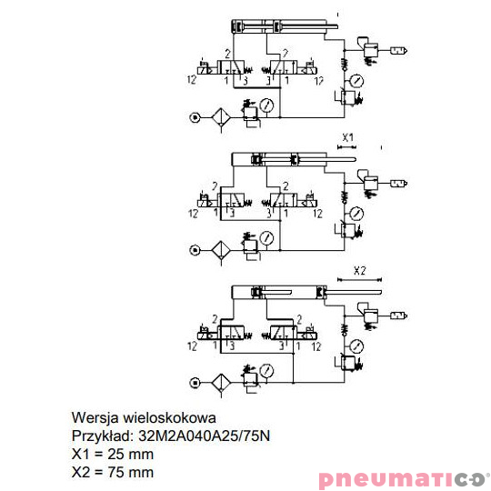 Siłownik ISO 21287 serii 32 O50 podwójnego działania CAMOZZI 32M2A050A040