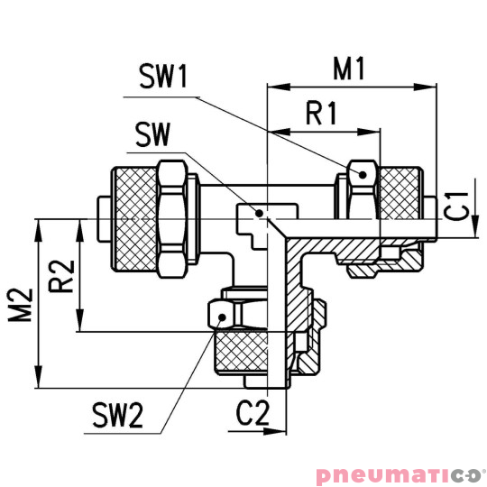 Trójnik typu T serii 1540 O6/4 CAMOZZI 1540-64