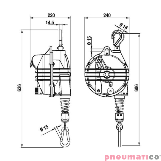 Balanser linkowy 9368 TECNA 55-65kg 2000mm Balanser linkowy 9368 TECNA 55-65kg 2000mm