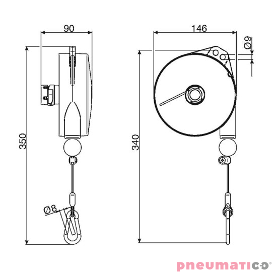 Balanser linkowy 9320AX TECNA 1-25 kg 2000mm Balanser linkowy 9320AX TECNA 1-25 kg 2000mm