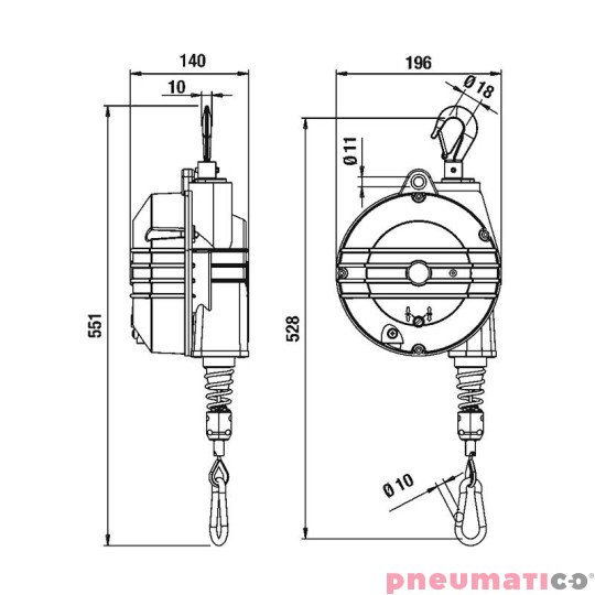 Balanser linkowy 9356AX TECNA 10-14 kg 2000mm Balanser linkowy 9356AX TECNA 10-14 kg 2000mm