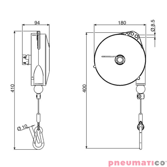 Balanser linkowy antystatyczny ESD 9336LES TECNA 2-4kg 2500mm