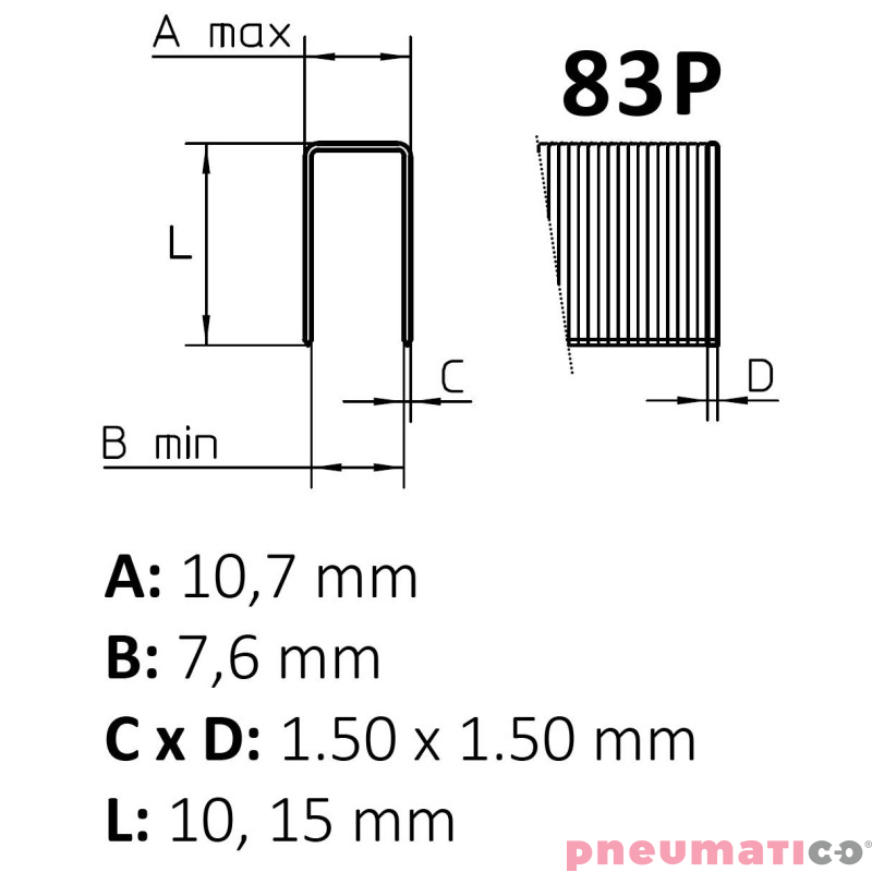 Zszywki Pneumatico plastikowe 83P 15mm  1op.-5040szt. Zszywki Pneumatico plastikowe 83P 15mm  1op.-5040szt.