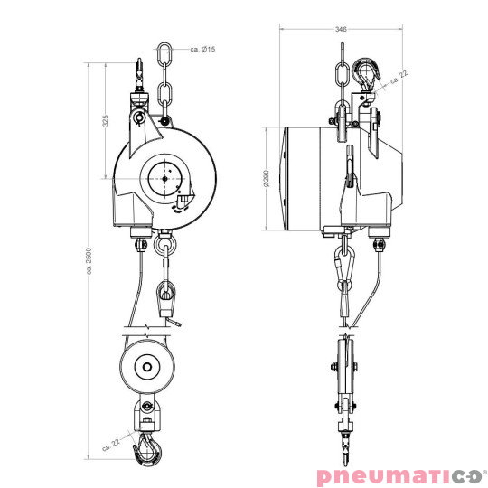 Balanser linkowy Carl Stahl Kromer 150.0-175.0kg 1500mm