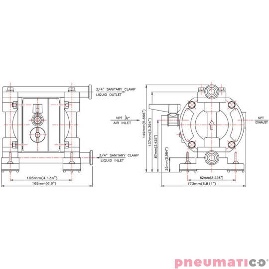 POMPA SPOŻYWCZA MEMBRANOWA 3/4" 11,7 L/MIN PTFE YAMADA NDP-5FST-FDA POMPA SPOŻYWCZA MEMBRANOWA 3/4" 11,7 L/MIN PTFE YAMADA NDP-5FST-FDA
