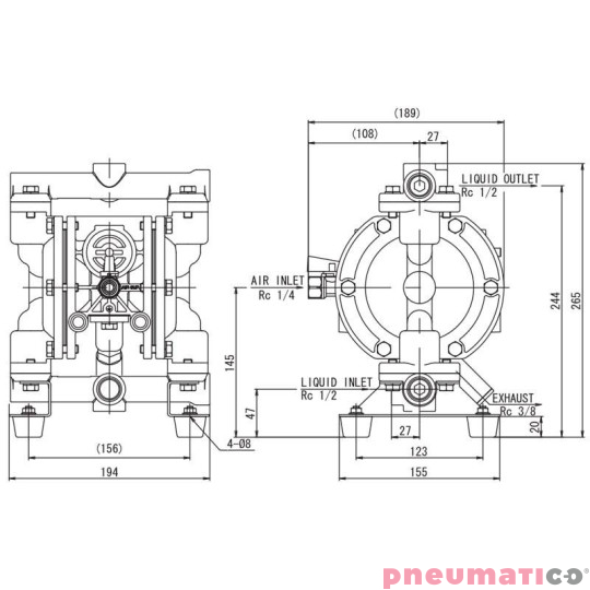 POMPA PRZEMYSŁOWA MEMBRANOWA 1/2" YAMADA G15AS00 POMPA PRZEMYSŁOWA MEMBRANOWA 1/2" YAMADA G15AS00