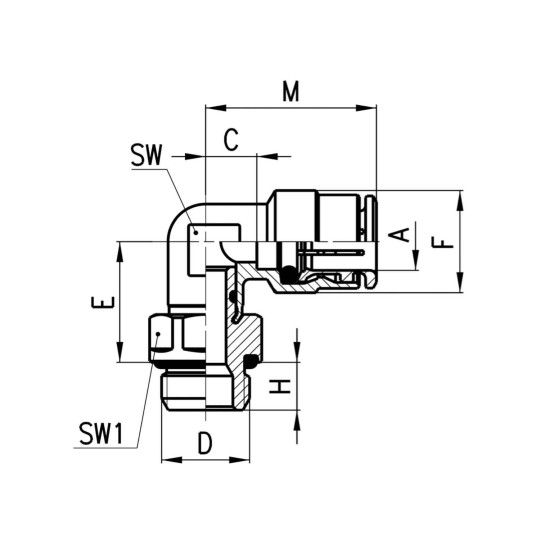 Złączka kątowa serii 6522 Z O-RING O6 G1/8"-Z CAMOZZI 6522-6-18 Złączka kątowa serii 6522 Z O-RING O6 G1/8"-Z CAMOZZI 6522-6-18