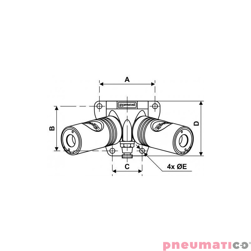 Przyłącze naścienne z gwintem wew. i dwoma portami Prevost G3/4 ESI 118104WK Przyłącze naścienne z gwintem wew. i dwoma portami Prevost G3/4 ESI 118104WK