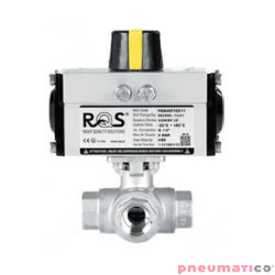 Zawór kulowy - trójdrogowy z kołnierzem ISO 5211 KULA "L" TYP BV511 z napędem dwustronnego działania - PDA PDBV511 FG06 S6P RQS