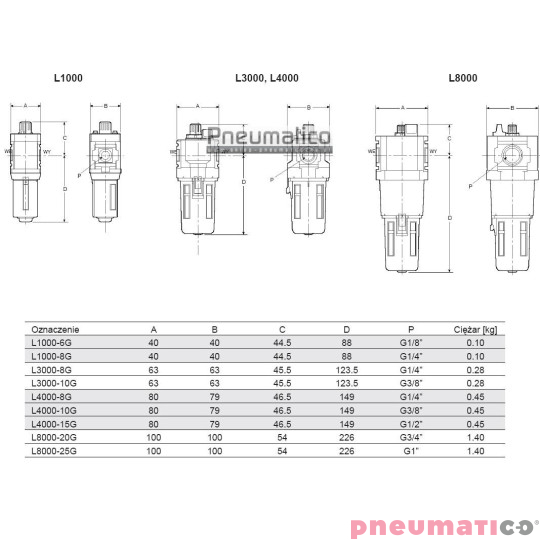 Naolejacz CLD L1000-8G 1/4  Naolejacz CLD L1000-8G 1/4