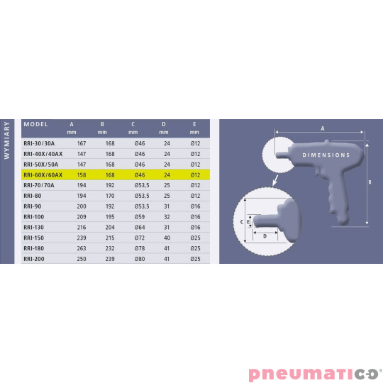 Klucz impulsowy pistoletowy Red Rooster RRI-60X 3/8 Klucz impulsowy pistoletowy Red Rooster RRI-60X 3/8