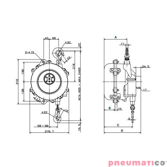 Balanser linkowy ENDO EWF90 70-90kg 2000mm Balanser linkowy ENDO EWF90 70-90kg 2000mm