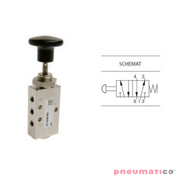 Zawór ręczny z przyciskiem typu grzybek i sprężyną 5/2 PNEUMAX M5
