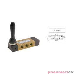 Zawór ręczny z dźwignią boczną trójpozycyjną 5/3 PNEUMAX