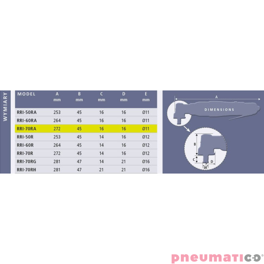 Klucz impulsowy kątowy Red Rooster RRI-70RA 1/4 Klucz impulsowy kątowy Red Rooster RRI-70RA 1/4