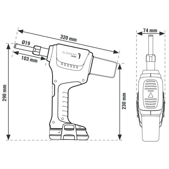 Nitownica akumulatorowa do nitów strukturalnych Hyperbolt/Superbolt ø4,8-6,4 Scell-it E-7 Element 7 (2 baterie) KIT3 Nitownica akumulatorowa do nitów strukturalnych Hyperbolt/Superbolt ø4,8-6,4 Scell-it E-7 Element 7 (2 baterie) KIT3