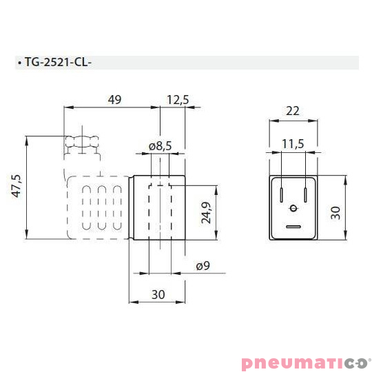 Cewka do elektrozaworu z wtyczką LED 12VDC TEKMA TG-2521-CL-DC_12V Cewka do elektrozaworu z wtyczką LED 12VDC TEKMA TG-2521-CL-DC_12V