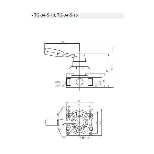 Zawór ręczny z dźwignią TEKMA 4/3 G3/8" centralnie odpowietrzony TG-34-S-10E Zawór ręczny z dźwignią TEKMA 4/3 G3/8" centralnie odpowietrzony TG-34-S-10E
