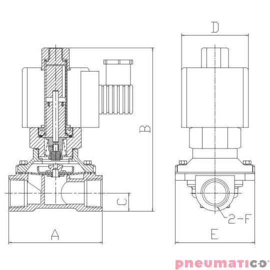 Elektrozawór sterowany bezpośrednio 2/2 1/4" TEKMA TD-08-DC24 Elektrozawór sterowany bezpośrednio 2/2 1/4" TEKMA TD-08-DC24