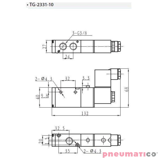 Zawór elektropneumatyczny TEKMA jednostronny monostabilny 3/2 3/8" NC 220VAC TG-2331-10-AC220 Zawór elektropneumatyczny TEKMA jednostronny monostabilny 3/2 3/8" NC 220VAC TG-2331-10-AC220