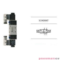 Zawór elektropneumatyczny TEKMA dwustronny, bistabilny z elementem ręcznego przesterowania 5/2 1/8" TG-2512-06-AC220 NC 220VAC