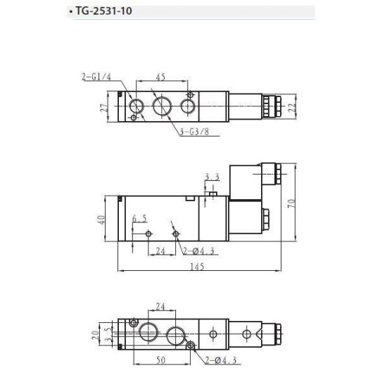 Zawór elektropneumatyczny jednostronny monostabilny 5/2 3/8" TEKMA TG-2531-10-AC220 NC 220VAC Zawór elektropneumatyczny jednostronny monostabilny 5/2 3/8" TEKMA TG-2531-10-AC220 NC 220VAC