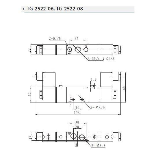 Zawór elektropneumatyczny TEKMA dwustronny, bistabilny z elementem ręcznego przesterowania 5/2 1/4" TG-2522-08 NC 220VAC Zawór elektropneumatyczny TEKMA dwustronny, bistabilny z elementem ręcznego przesterowania 5/2 1/4" TG-2522-08 NC 220VAC
