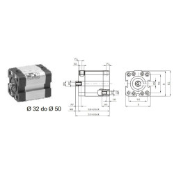 Siłownik profilowy UNITOP 1581 PNEUMAX Ø 40 skok 150 1581.40.0150.02.1