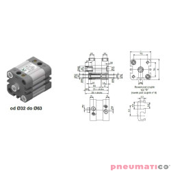 Siłownik profilowy ISO21287 1540 PNEUMAX Ø 50 skok 80