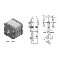 Siłownik profilowy ISO21287 1540 PNEUMAX Ø 80 skok 100