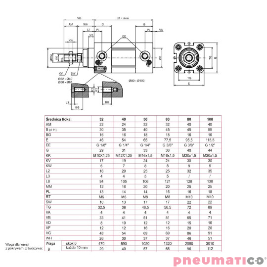 Siłownik profilowy ISO15552 1386 PNEUMAX  Ø 40 skok 320 1386.40.0320.01 Siłownik profilowy ISO15552 1386 PNEUMAX  Ø 40 skok 320 1386.40.0320.01
