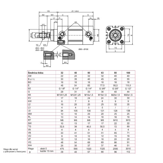 Siłownik profilowy ISO15552 1386 PNEUMAX  Ø 50 skok 80 1386.50.0080.01 Siłownik profilowy ISO15552 1386 PNEUMAX  Ø 50 skok 80 1386.50.0080.01