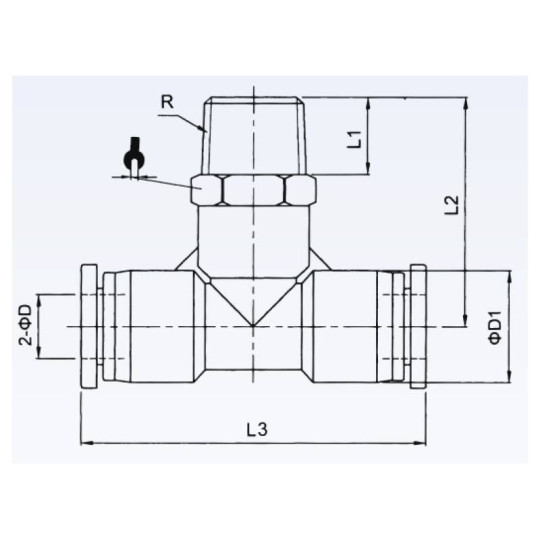 Trójnik typ T RQST na przewód 8 mm z gwintem zew. 1/4" RQST148