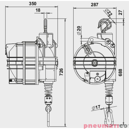 Balanser linkowy 9422 TECNA 100-120kg 2500mm Balanser linkowy 9422 TECNA 100-120kg 2500mm