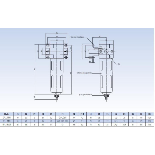 Filtr powietrza Rectus RQS OF-1/4-MINI Filtr powietrza Rectus RQS OF-1/4-MINI