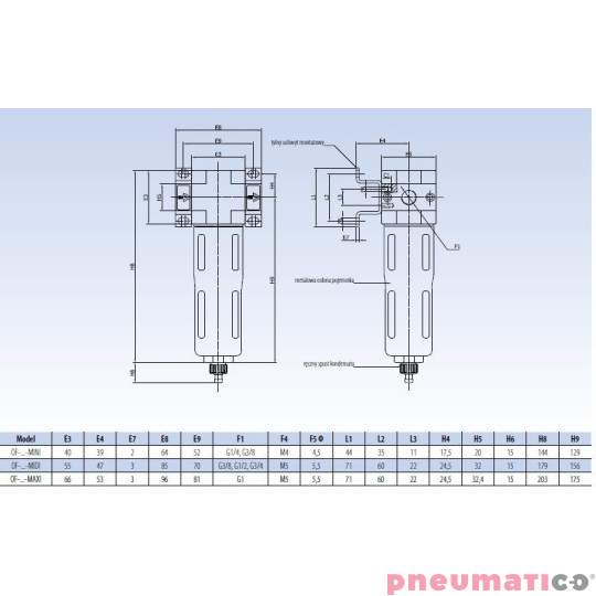 Filtr powietrza Rectus RQS OF-3/8-MINI