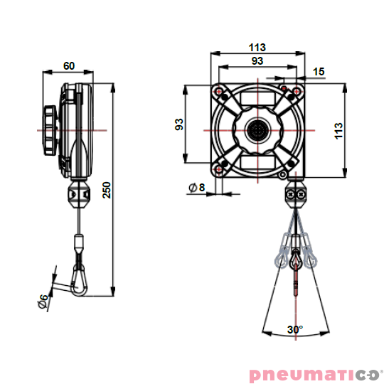 Balanser linkowy 631 ZECA 1-2kg 1600mm