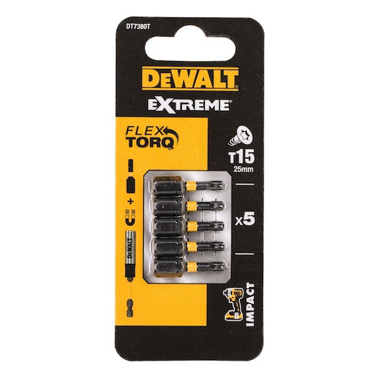 Bit IMPACT Torsion T15/25mm opak. 5 szt.  DEWALT DT7380T-QZ