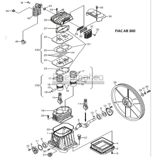 Pompa tłokowa - Agregat spreżarkowy FIAC AB360 Pompa tłokowa - Agregat spreżarkowy FIAC AB360