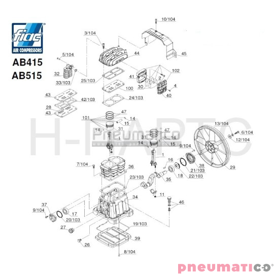 Pompa tłokowa - Agregat spreżarkowy FIAC AB515
